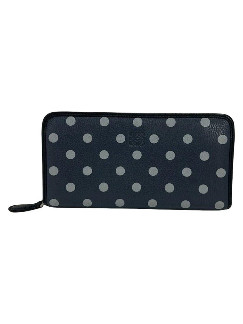 Loewe Wallet Cruz 131.34 Blue Gray Light Dark Navy Dot Pattern Zip Around